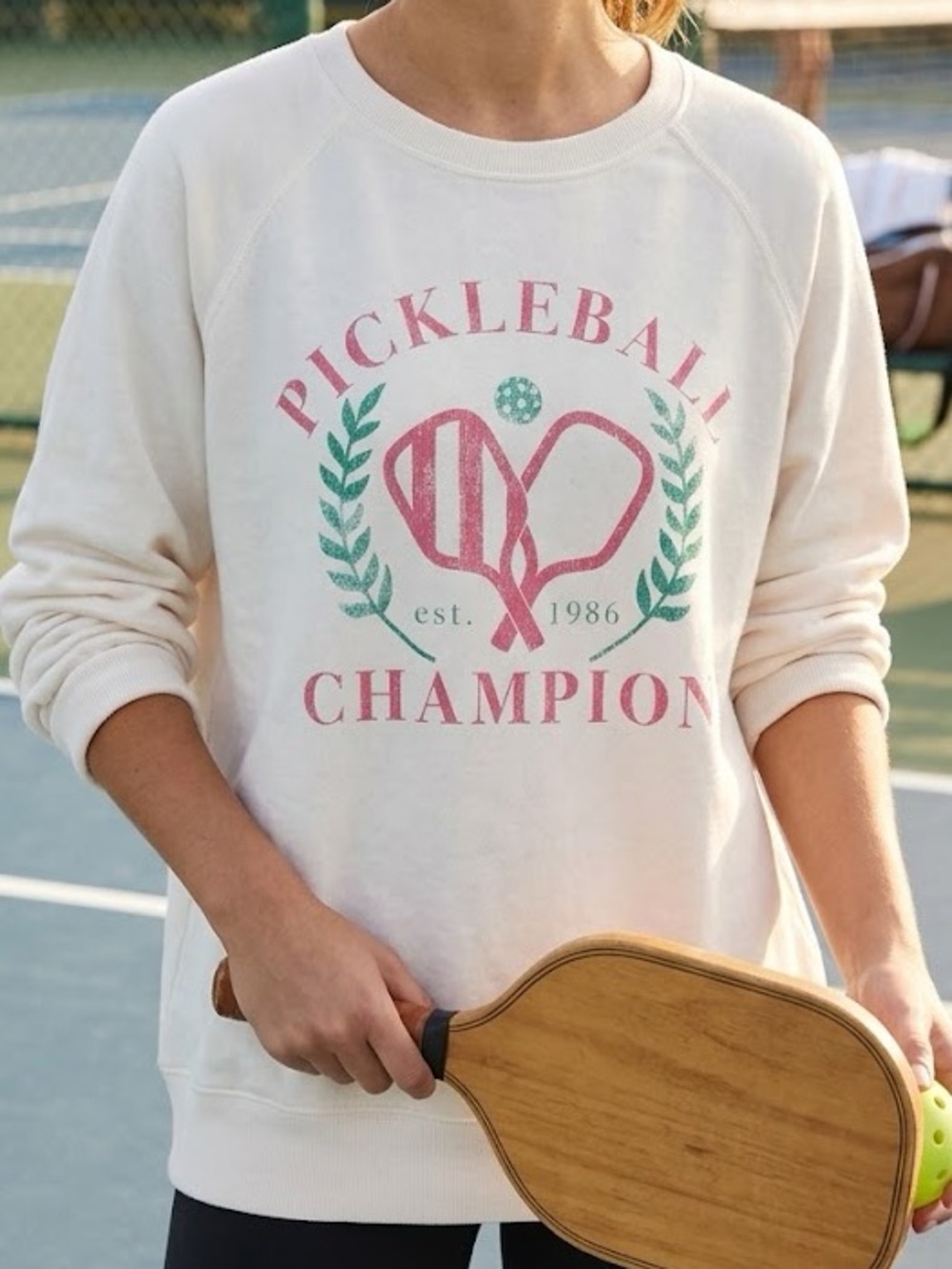 Wildfox Pickleball Champion Cream Graphic Sweatshirt